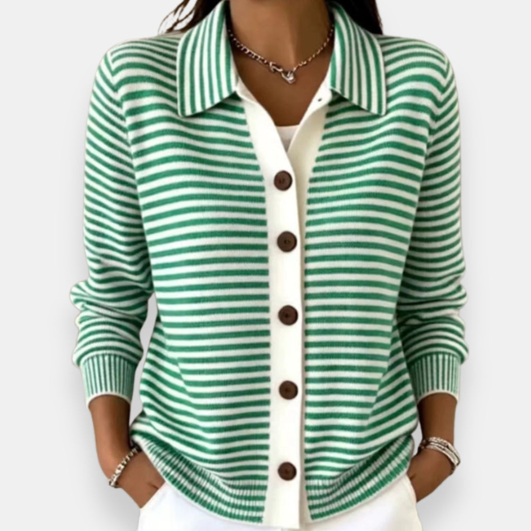 P|H - Fine Stripe Collared Cardigan Joyce