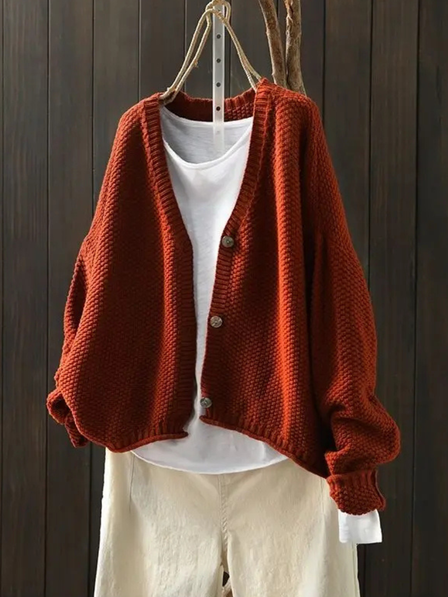 P|H - Chunky V-Neck Knit Cardigan Helen