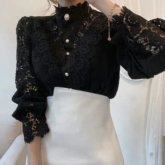 P|H - Long Sleeve Lace Detail Shirt Tove