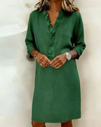P|H - Ruffle V-Neck Shift Dress for Women Barbara