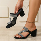 P|H - Rhinestone Block Heel Sandals Carol