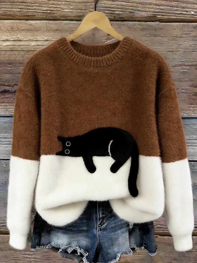P|H - Cozy Cat Print Sweater Patricia