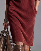 P|H - Ribbed Button Collar Dress for Women Sharon