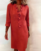 P|H - Ruffle V-Neck Shift Dress for Women Barbara