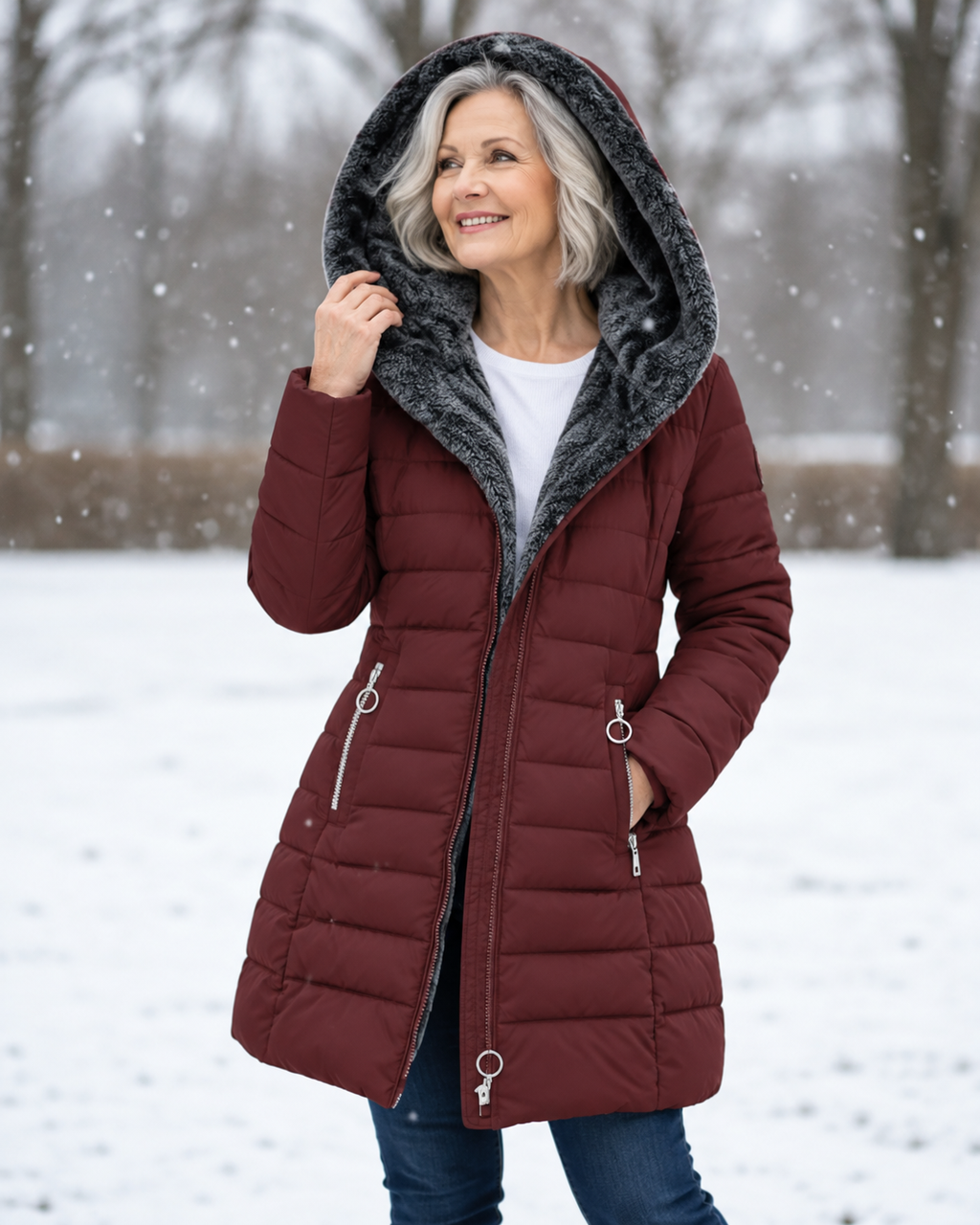 P|H - Faux Fur Hooded Puffer Coat Judith