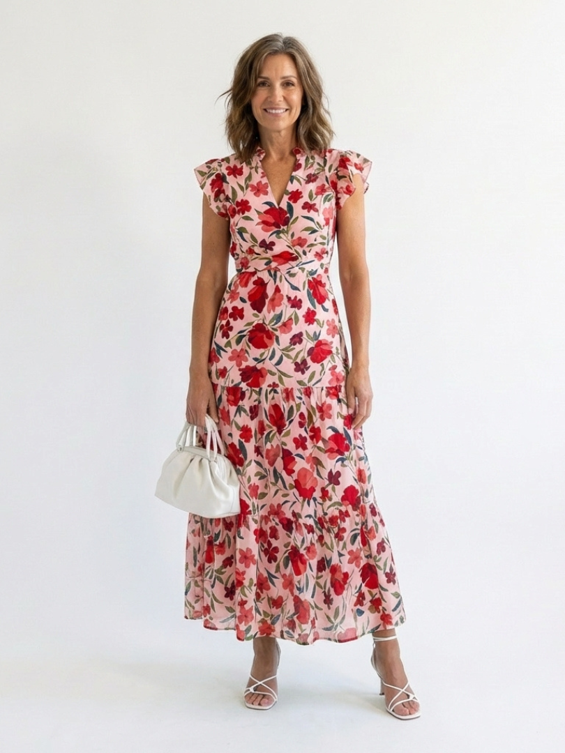 P|H - Flared Floral Midi Dress Lila