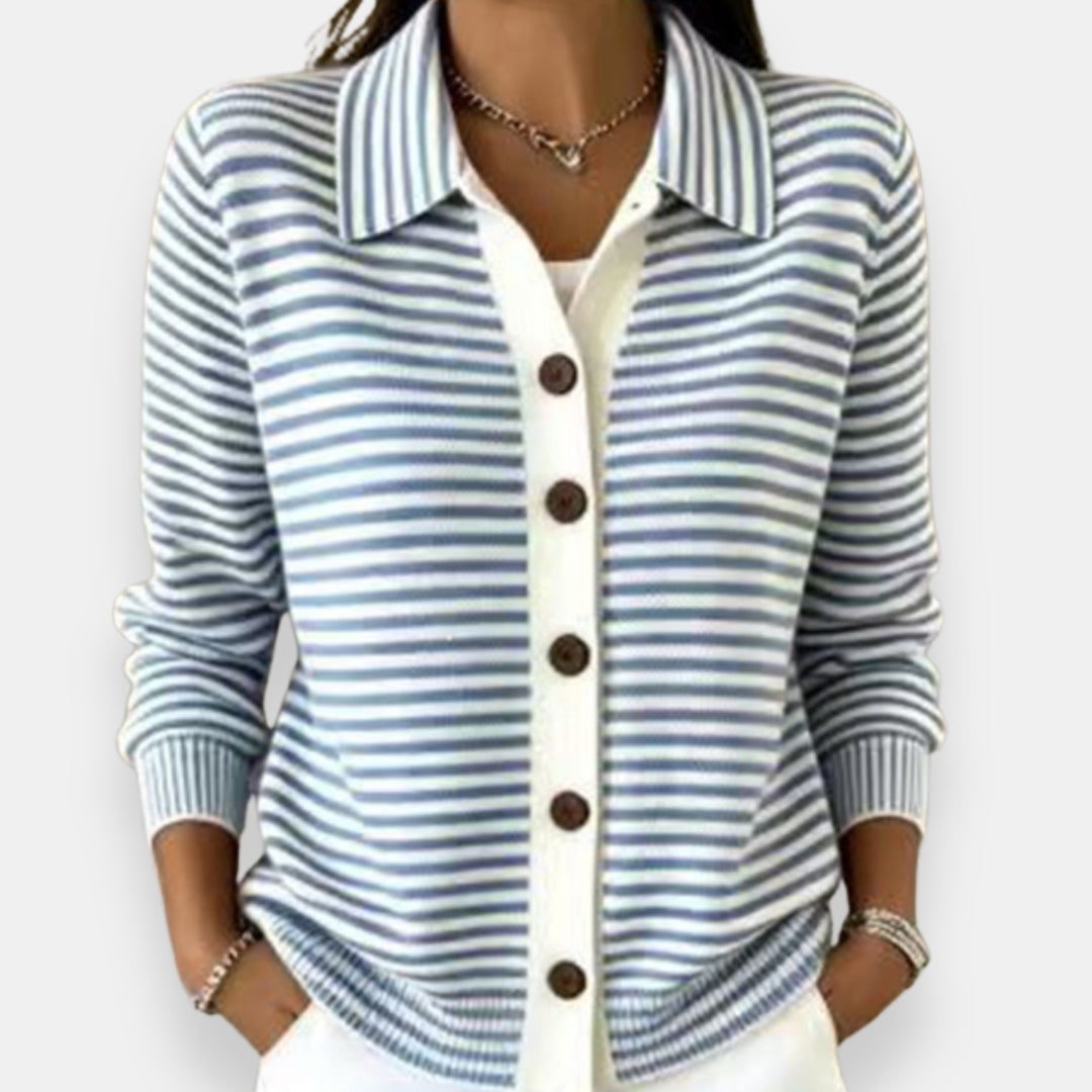 P|H - Fine Stripe Collared Cardigan Joyce