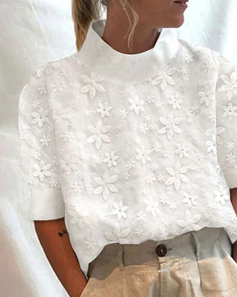 P|H - Embroidered High Collar Blouse Carla