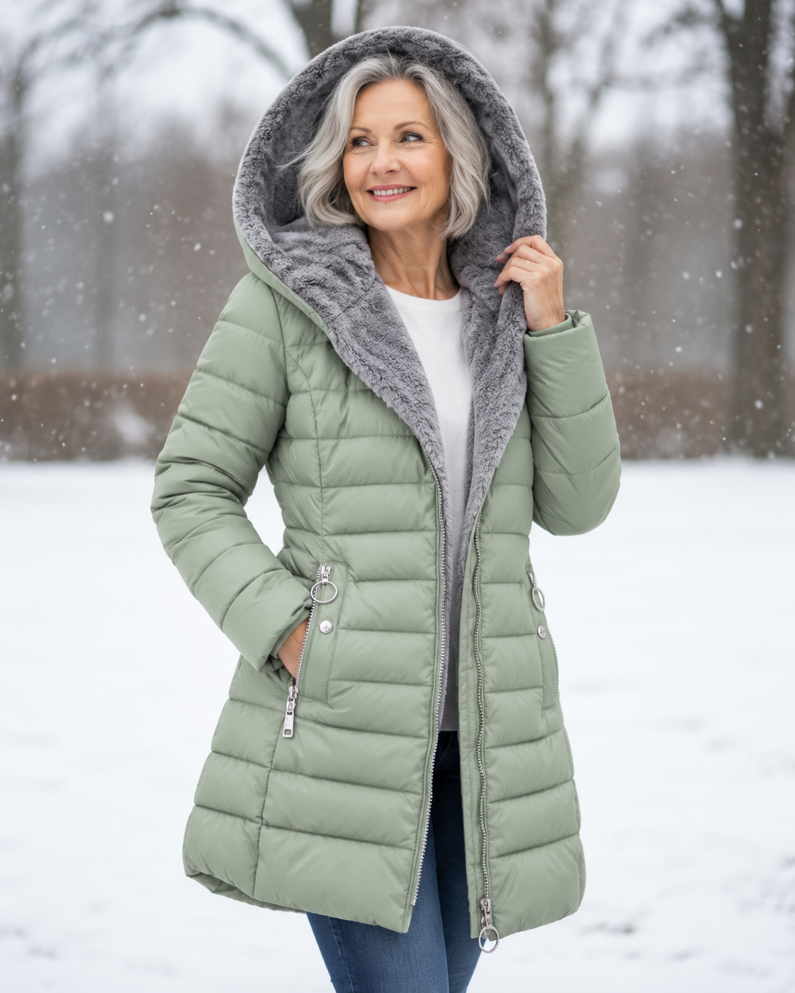 P|H - Faux Fur Hooded Puffer Coat Judith