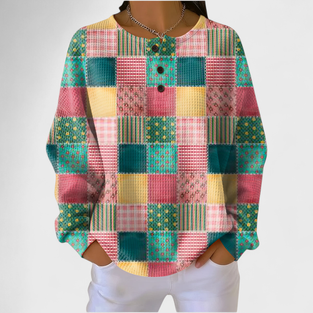P|H - Quilted Patchwork Waffle Henley Donna