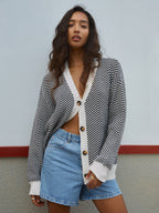 P|H - Chevron Contrast Trim Cardigan Carol