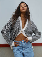 P|H - Chevron Contrast Trim Cardigan Carol