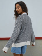 P|H - Chevron Contrast Trim Cardigan Carol
