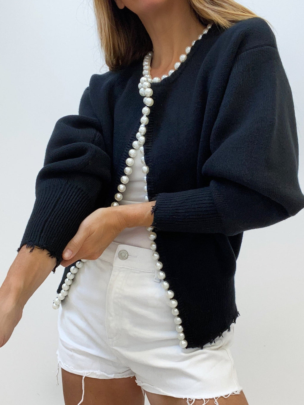 P|H - Pearl Scallop Knit Cardigan Donna
