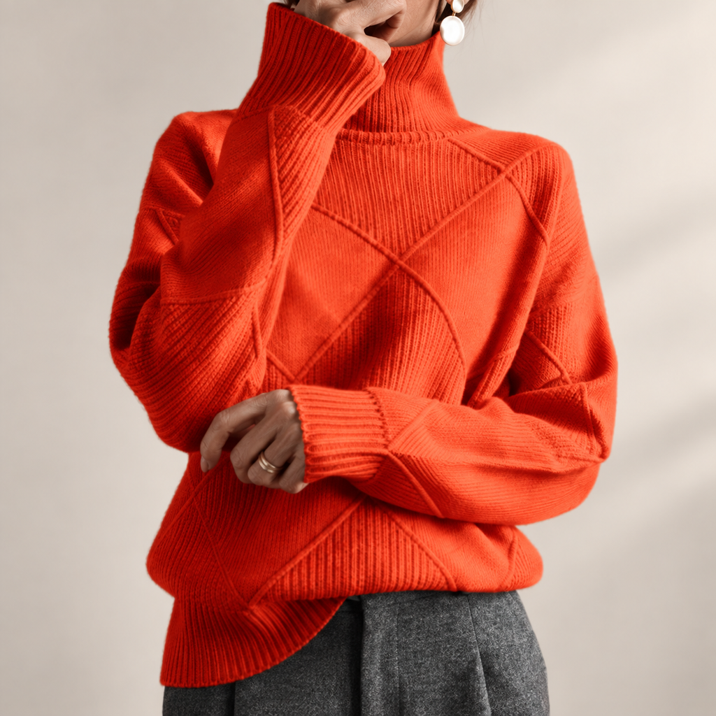 P|H - Diamond Knit Turtleneck Sweater for Women Margaret