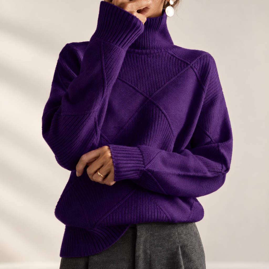 P|H - Diamond Knit Turtleneck Sweater for Women Margaret