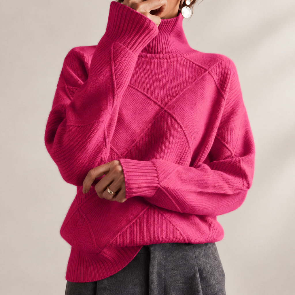 P|H - Diamond Knit Turtleneck Sweater for Women Margaret