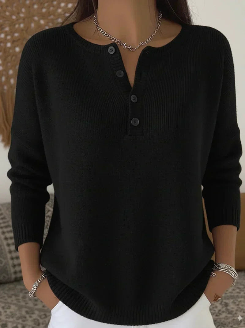P|H - Ribbed Henley Button Knit Top Gloria