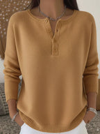 P|H - Ribbed Henley Button Knit Top Gloria