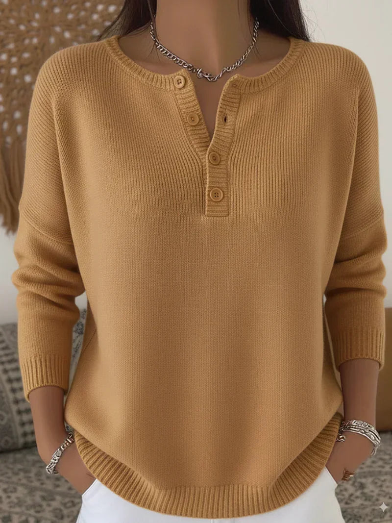 P|H - Ribbed Henley Button Knit Top Gloria