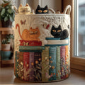 P|H - Bookshelf Cats Quilted Laundry Basket Ruth