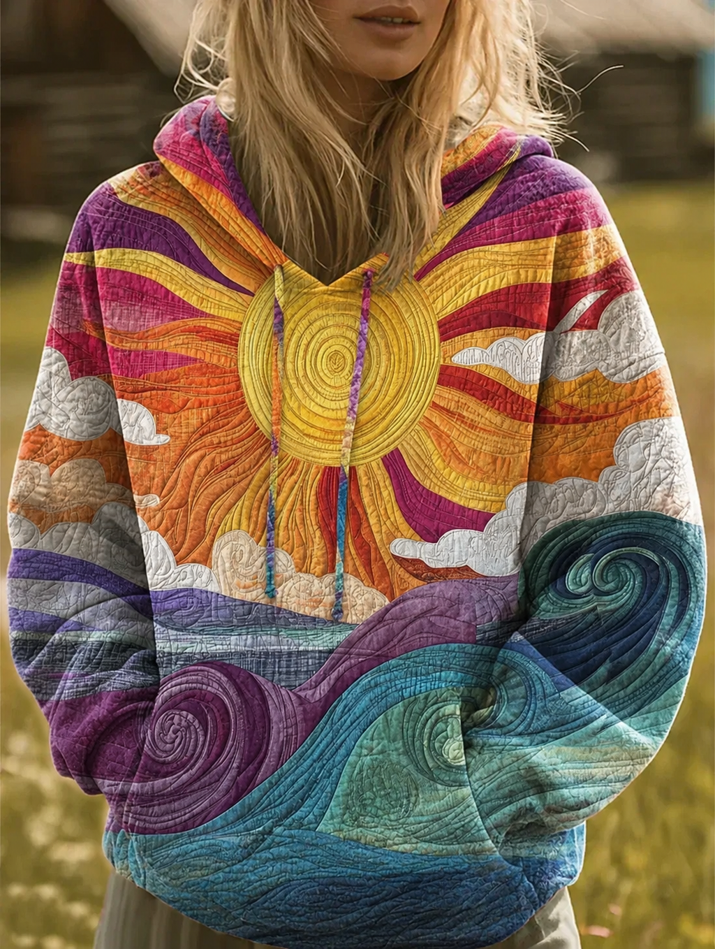 P|H - Quilted Sun And Wave Hoodie Brenda