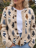 P|H - Cat Print Knit Cardigan Deborah