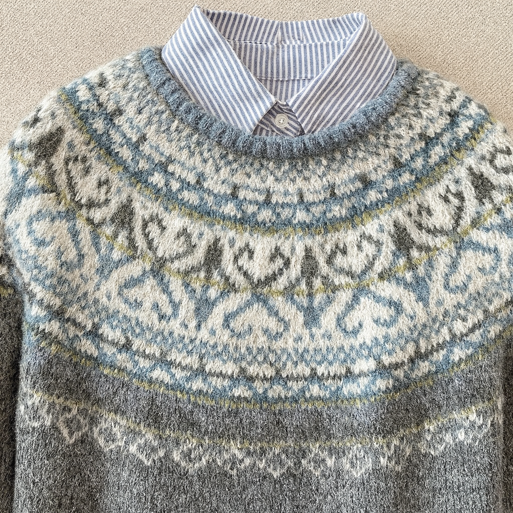 P|H - Scroll Pattern Yoke Knit Sweater Janet