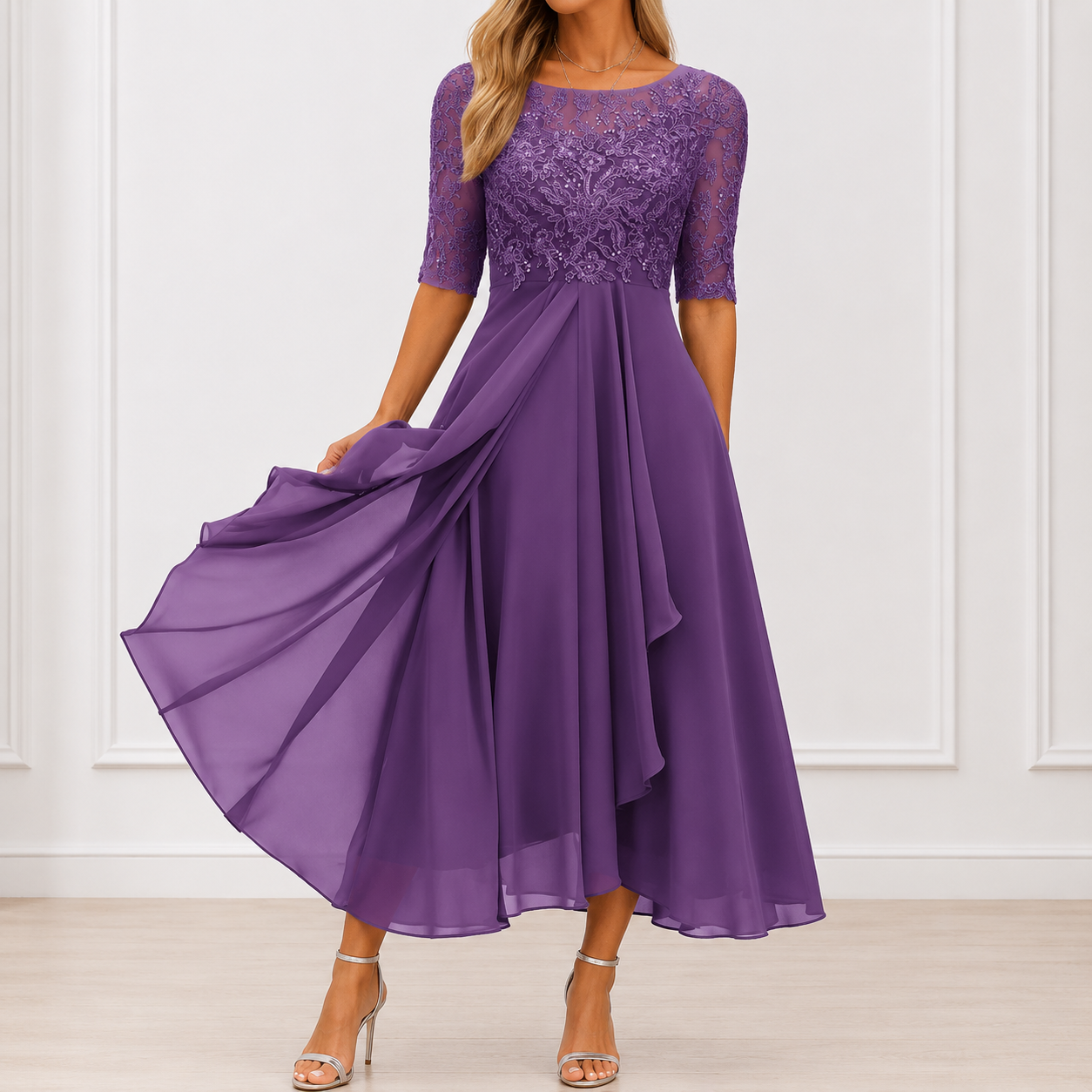 P|H - Elegant Lace Occasion Dress Donna
