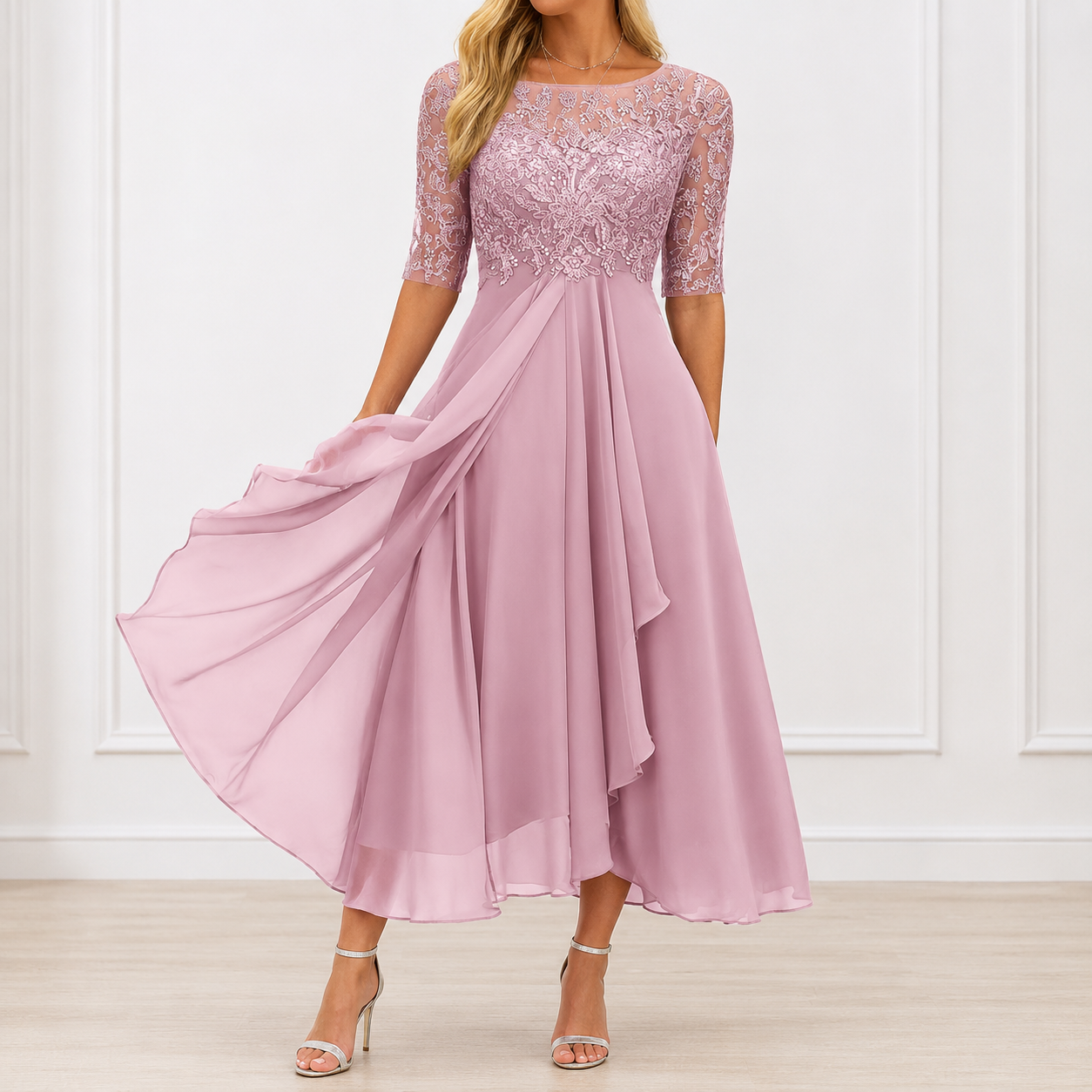 P|H - Elegant Lace Occasion Dress Donna