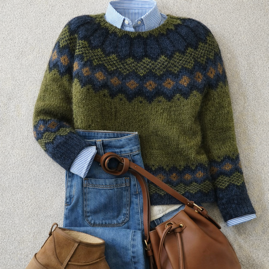 P|H - Olive Nordic Knit Sweater Judith