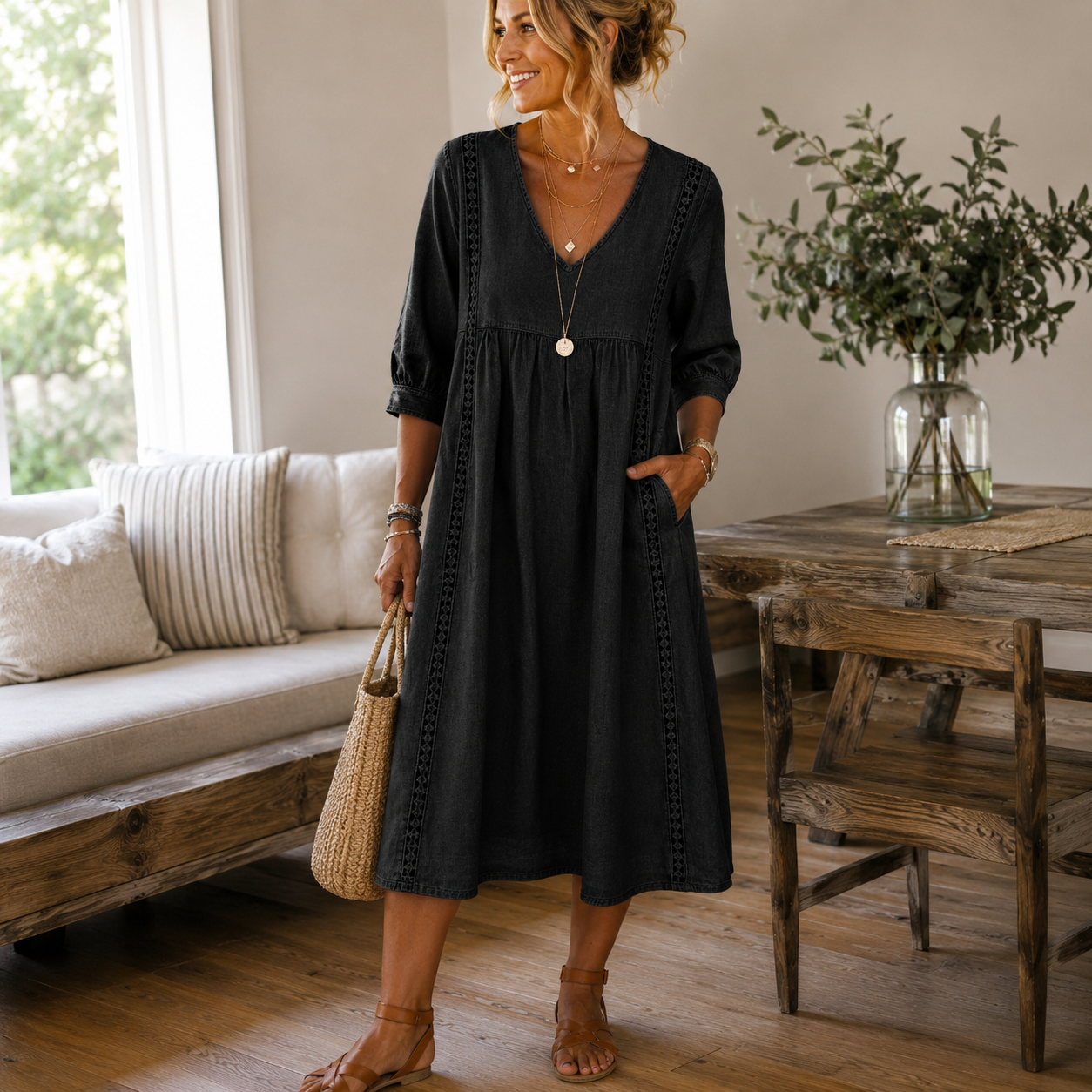 P|H - Elegant Patchwork Maxi Dress Helen