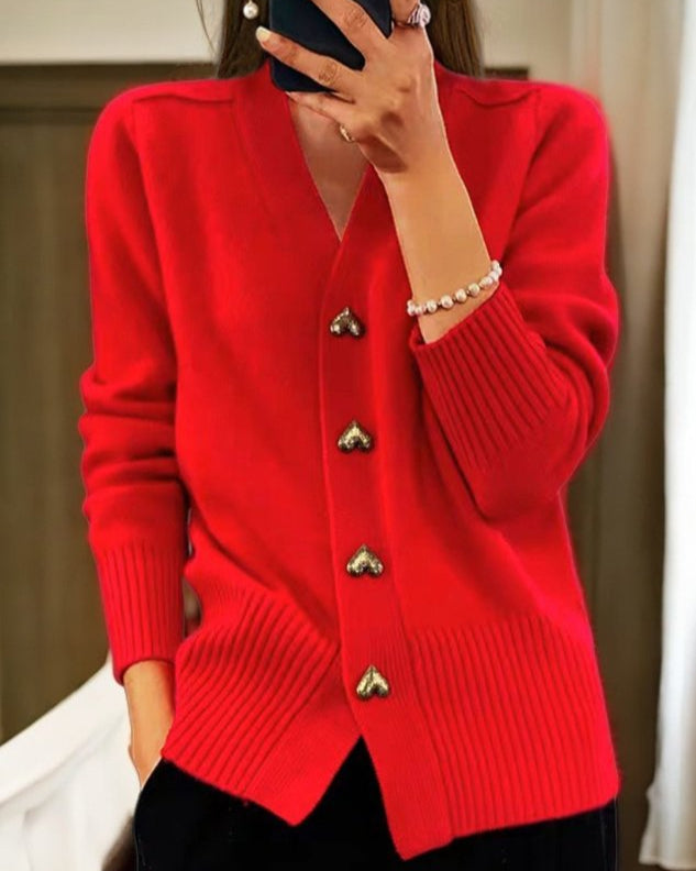 P|H - Gold Heart Button Cardigan Nancy