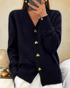 P|H - Gold Heart Button Cardigan Nancy