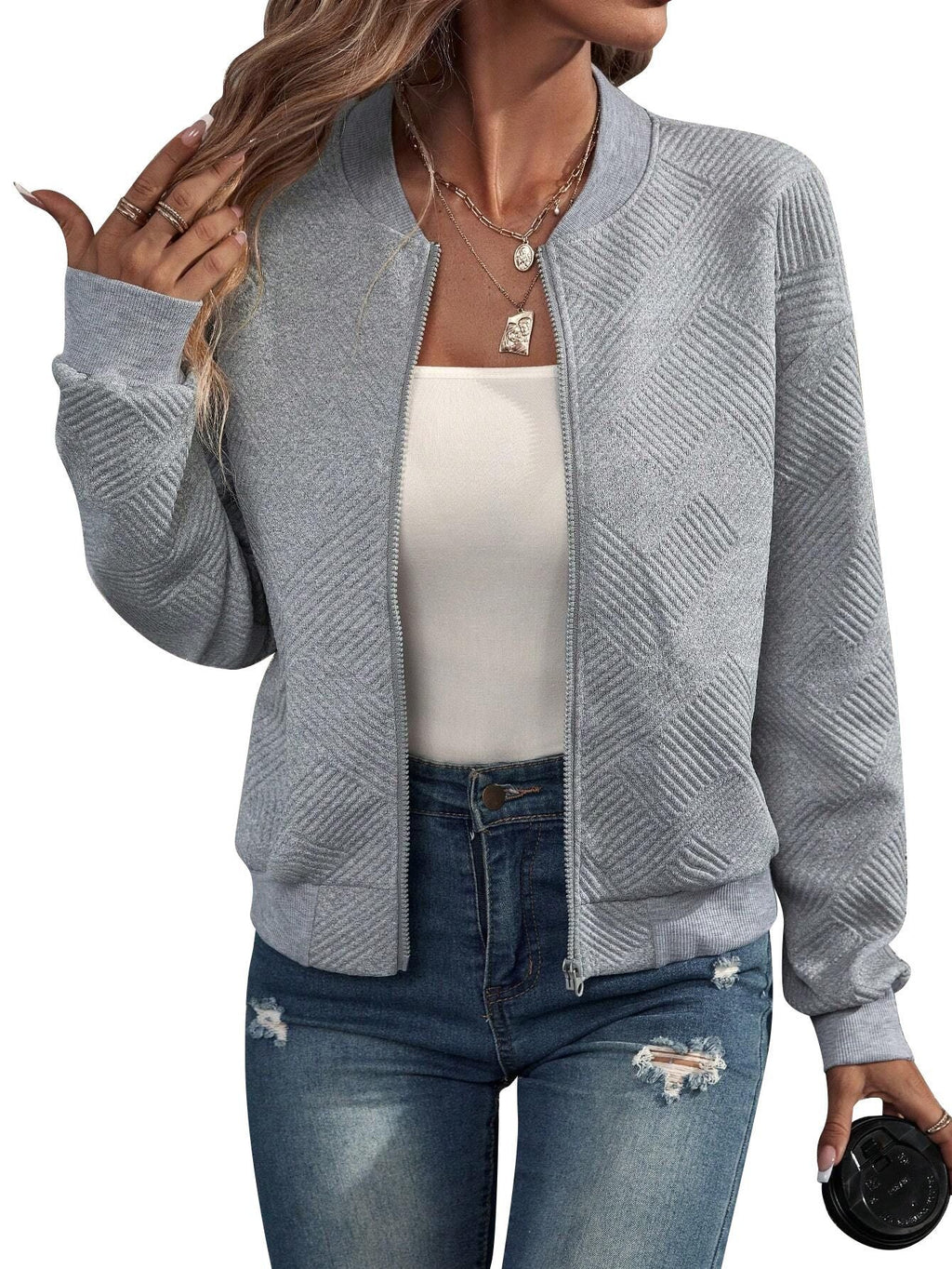 P|H - Textured Knit Zip Bomber Susan