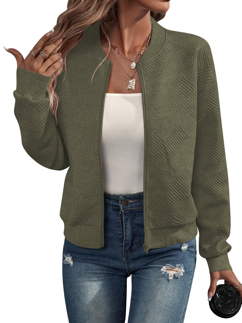 P|H - Textured Knit Zip Bomber Susan