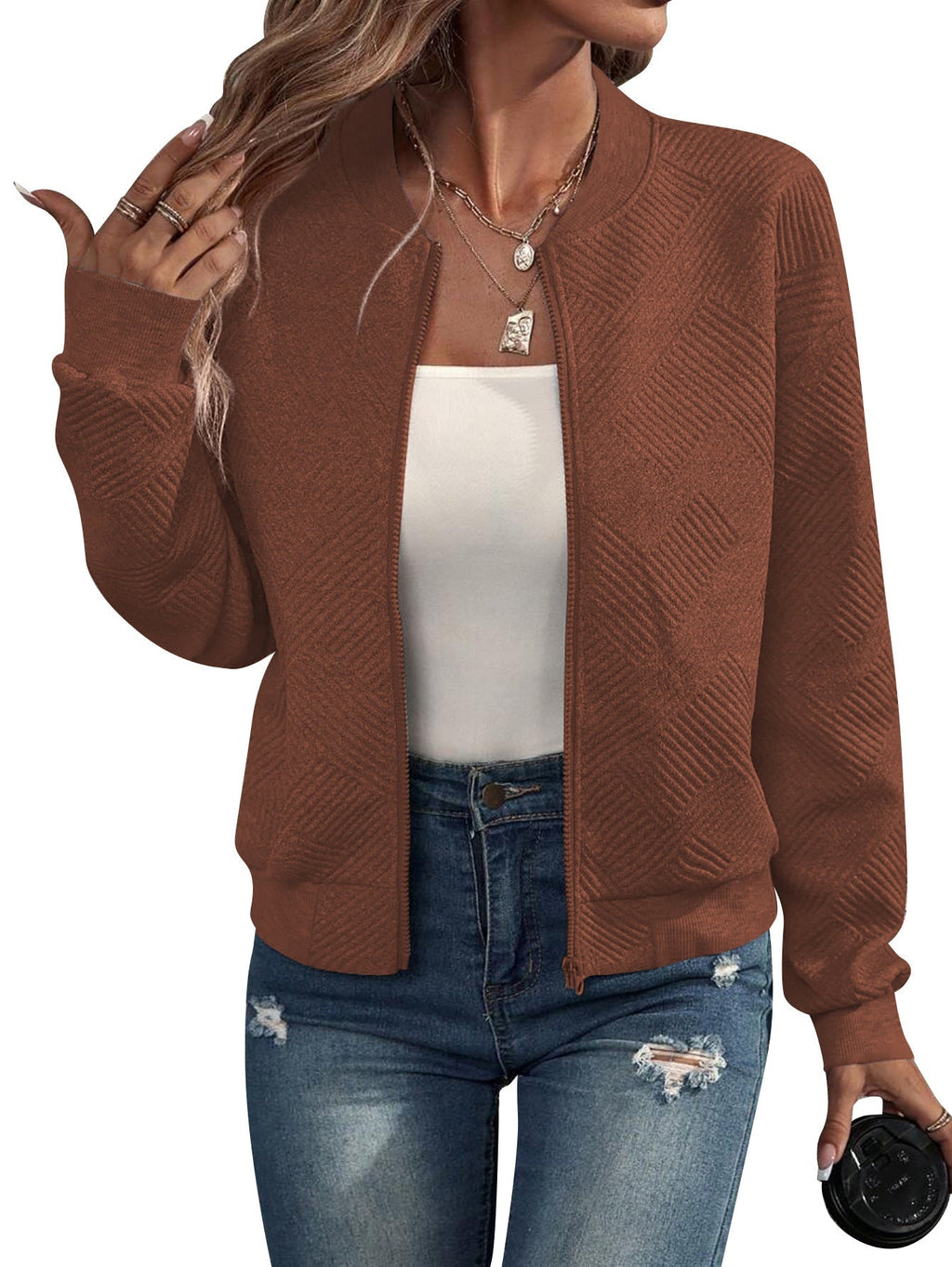 P|H - Textured Knit Zip Bomber Susan