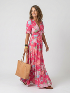 P|H - Short Sleeve Floral Midi Dress Ione