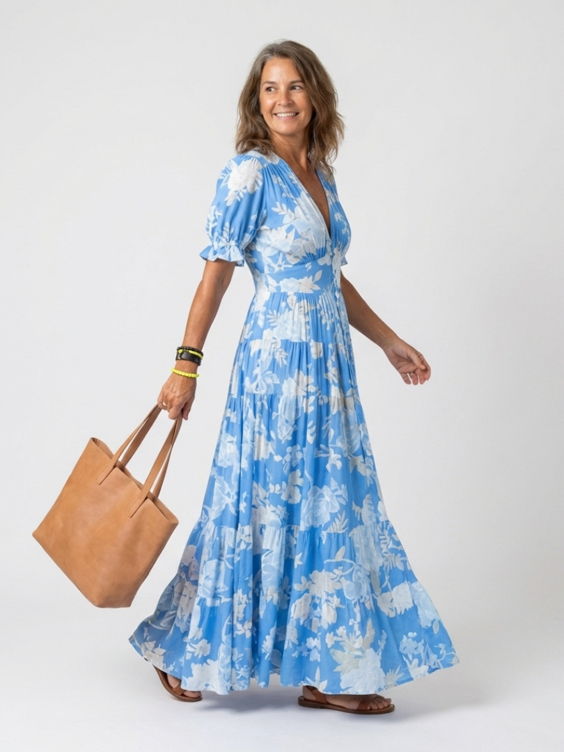 P|H - Short Sleeve Floral Midi Dress Ione