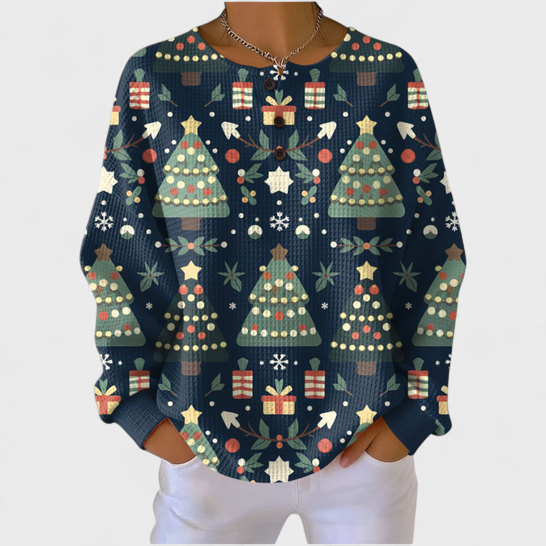 P|H - Midnight Holiday Waffle Henley Susan