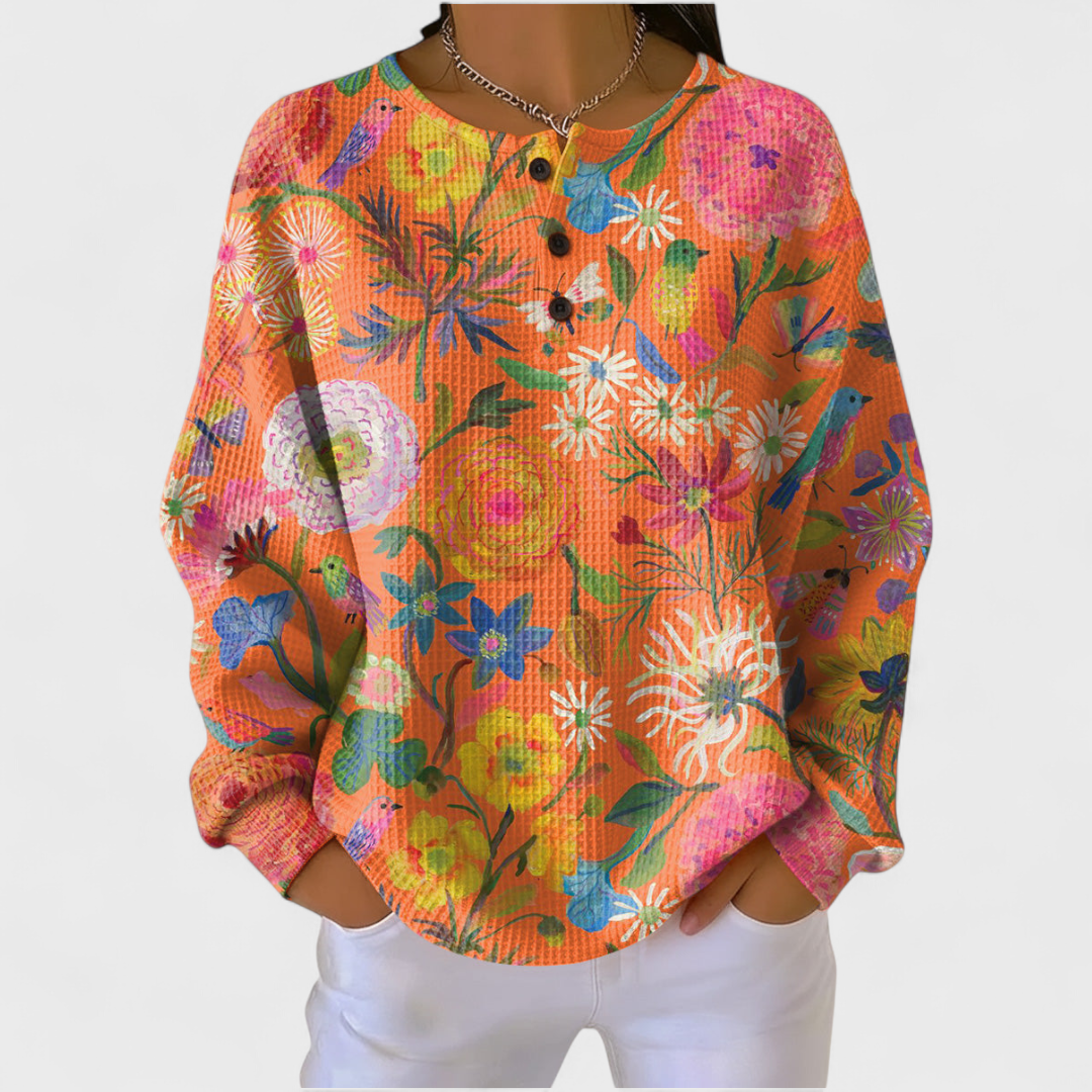 P|H - Wildflower Print Waffle Henley Sharon