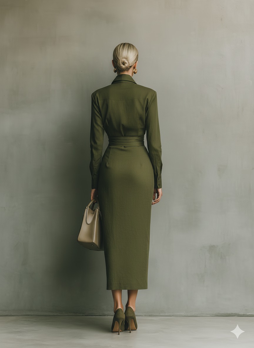 P|H - Belted Wrap Dress Sage