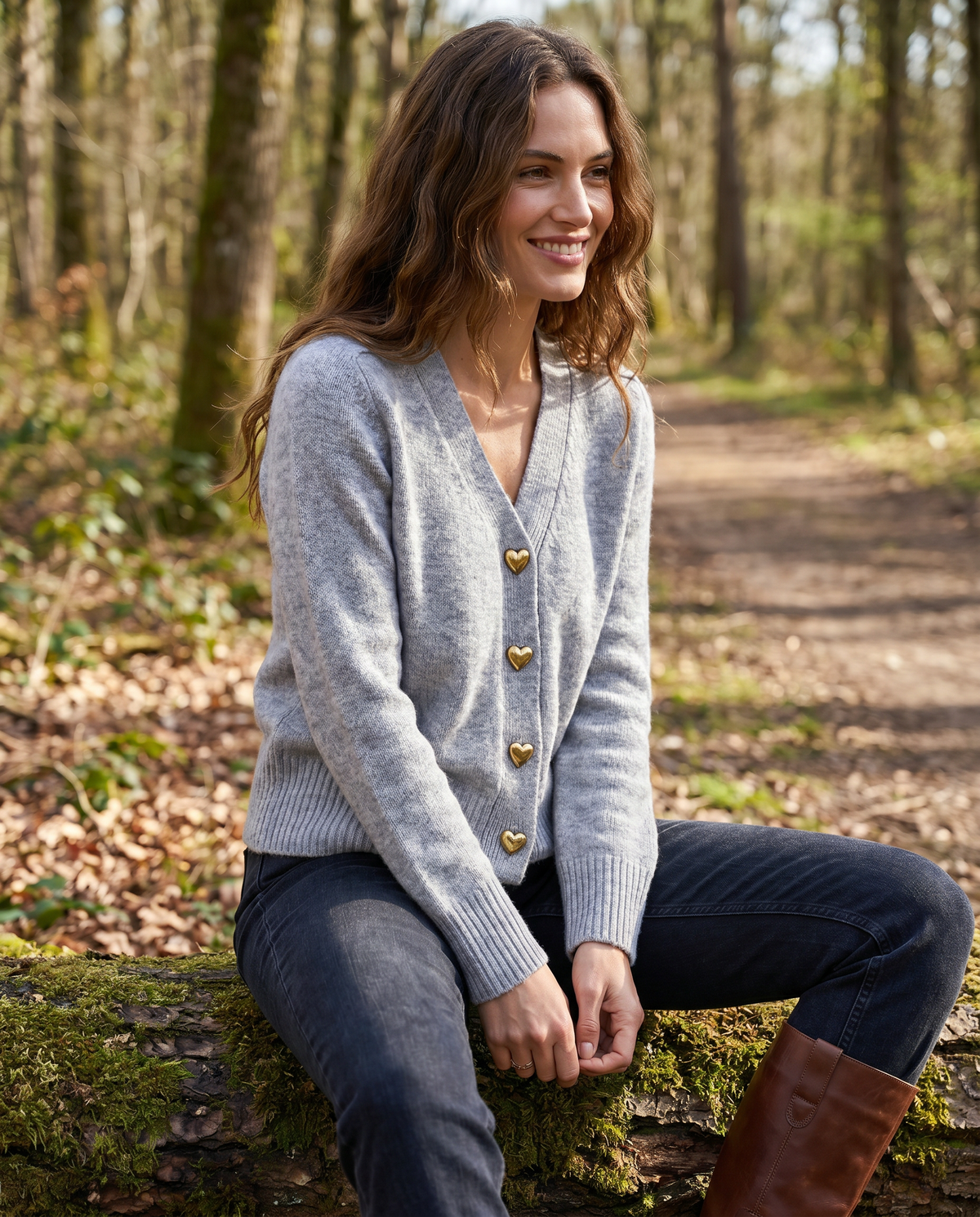 P|H - Gold Heart Button Cardigan Nancy