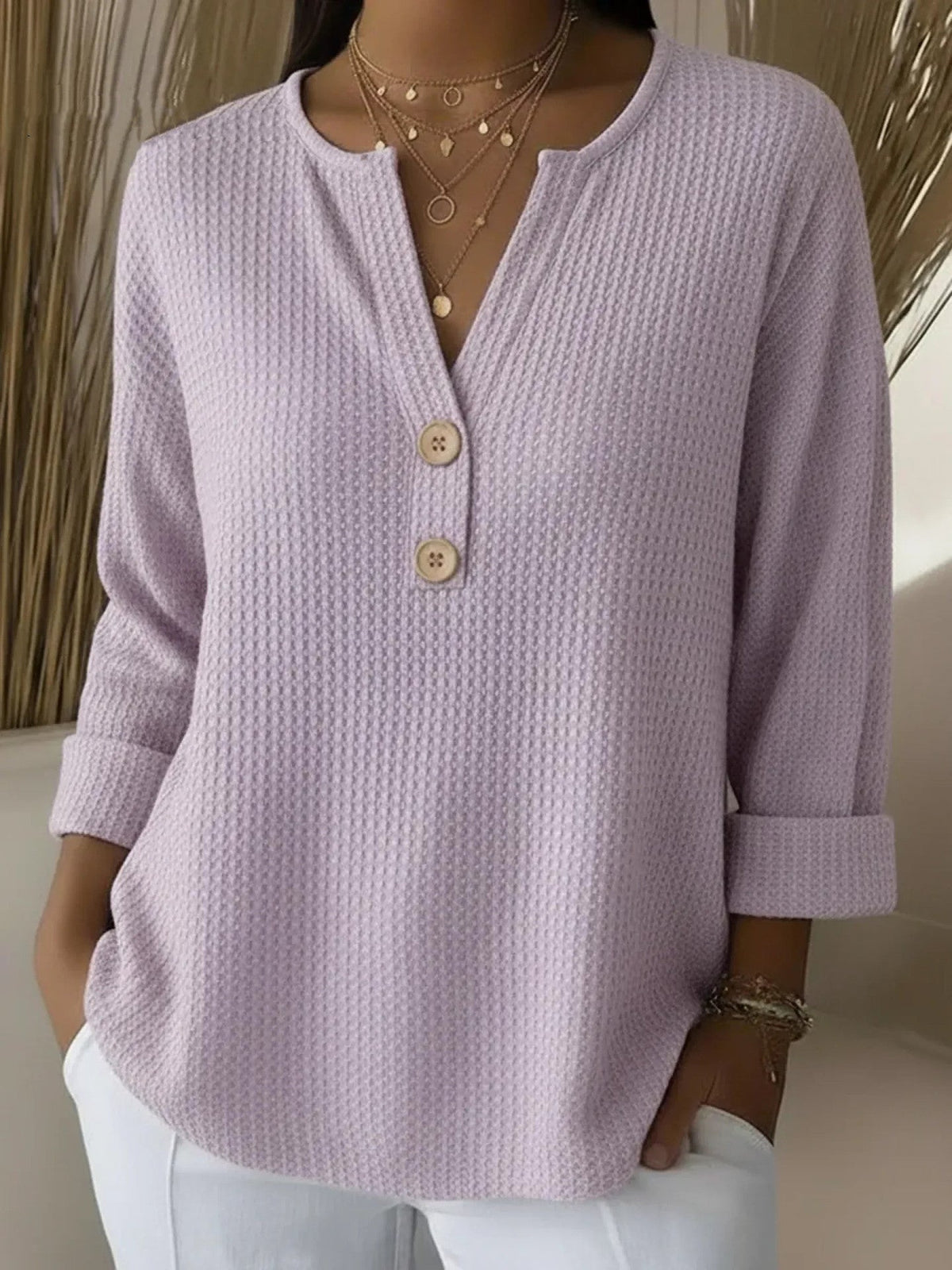 P|H - Waffle Henley Button Top Dorothy