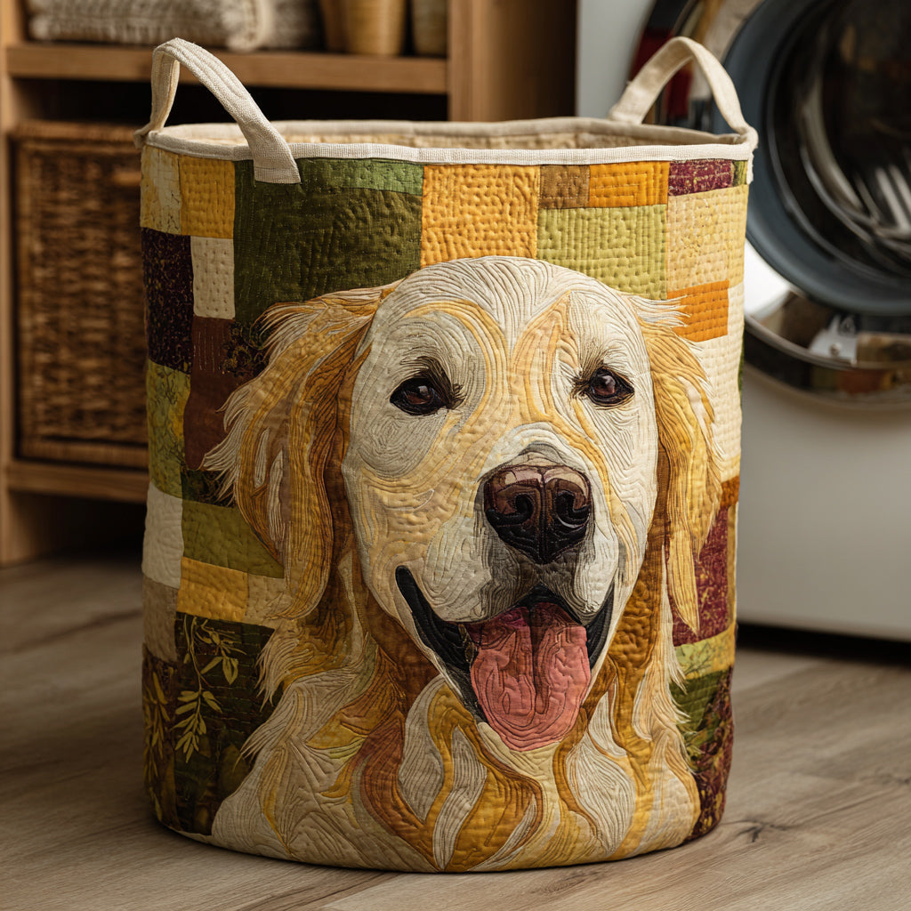 P|H - Golden Retriever Quilted Laundry Basket Deborah