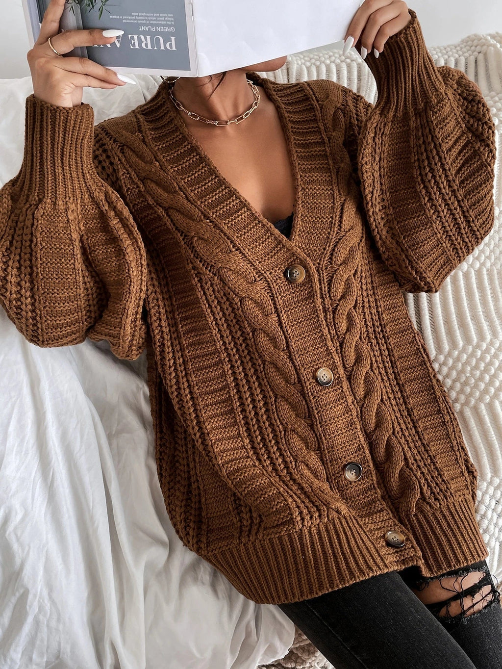 P|H - Slouchy Cable Knit Cardigan Joyce