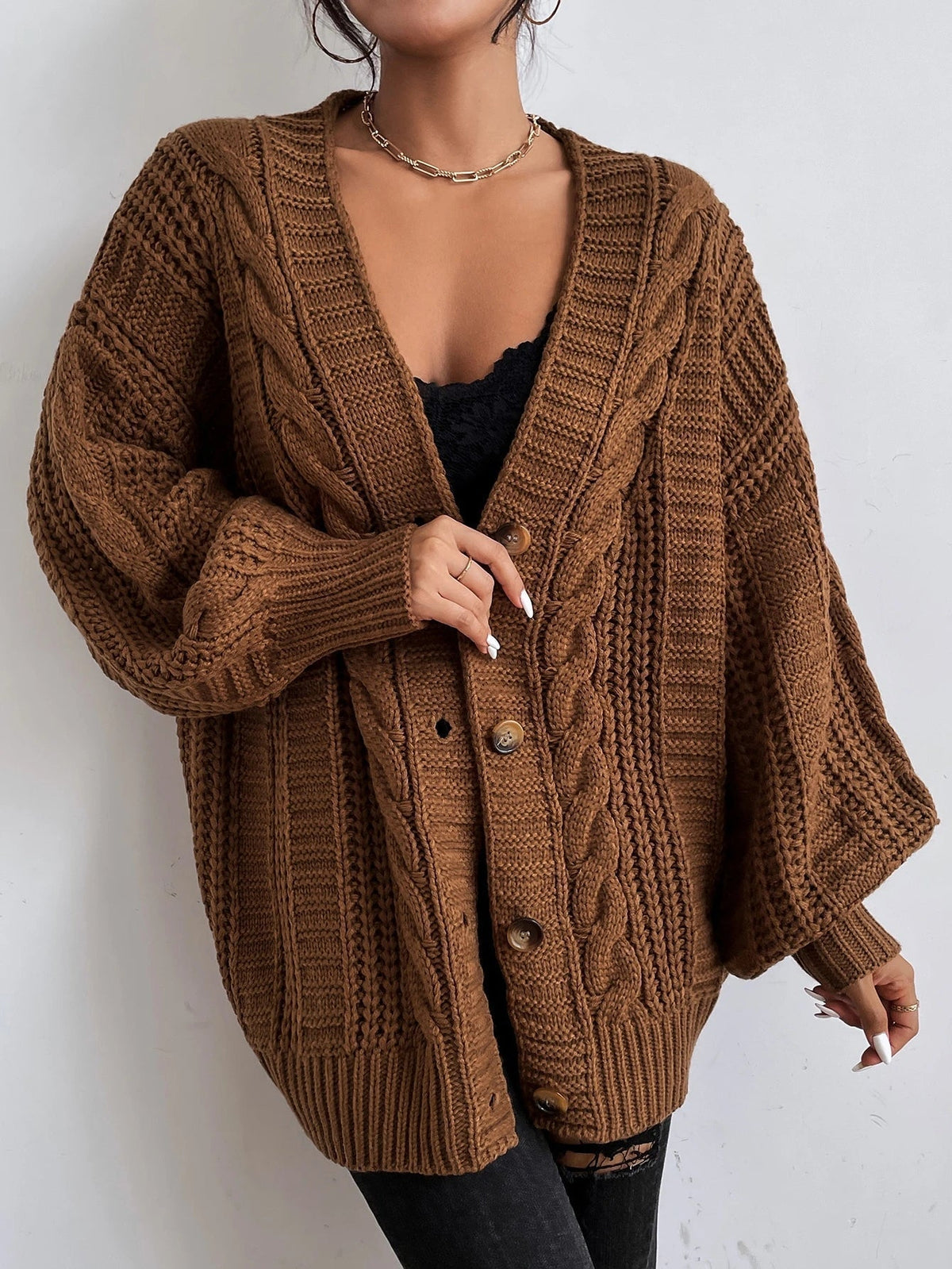 P|H - Slouchy Cable Knit Cardigan Joyce
