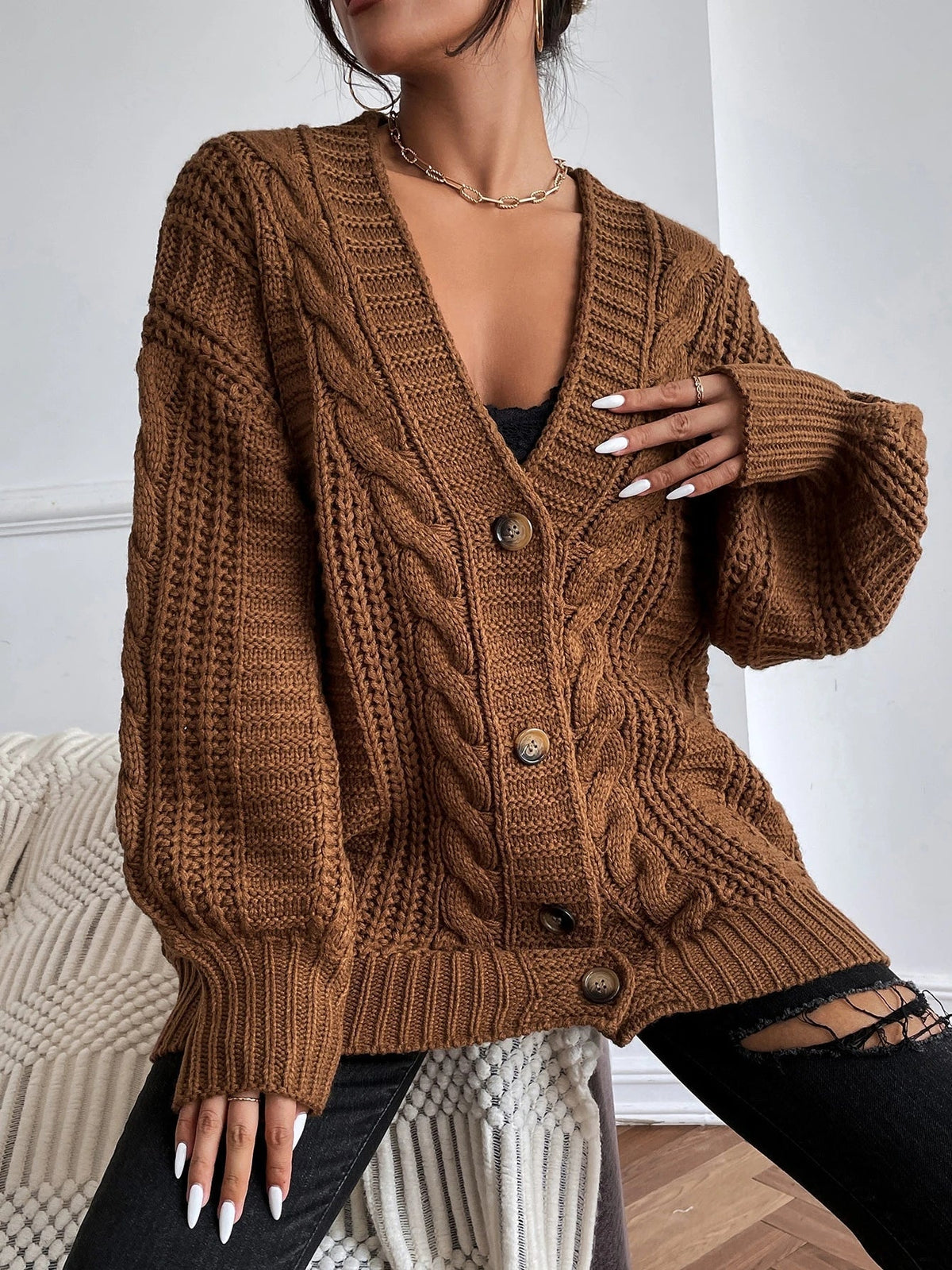 P|H - Slouchy Cable Knit Cardigan Joyce