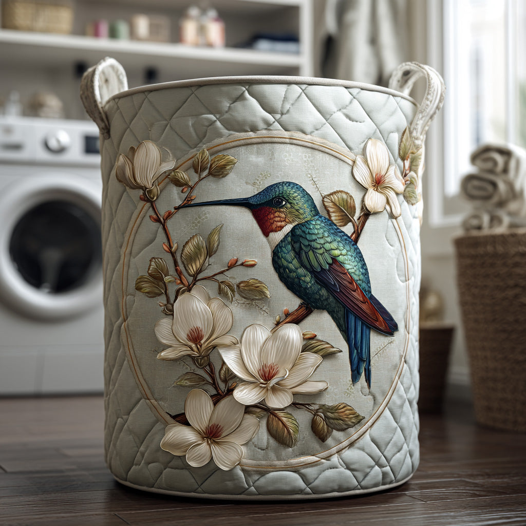 P|H - Magnolia Hummingbird Quilted Laundry Basket Margaret
