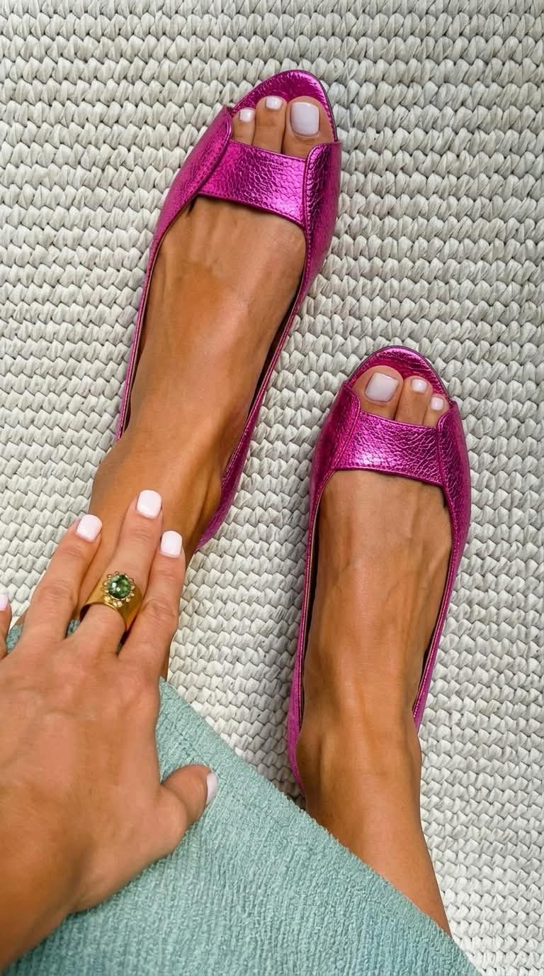 P|H - Soft Peep-Toe Comfort Flats Sharon